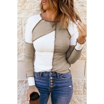 Azura Exchange Color Block Rib Knit Top - XL