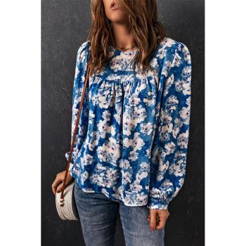 Azura Exchange Floral Print Puffy Sleeve Blouse - L