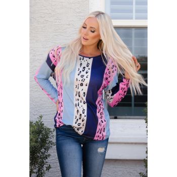 Azura Exchange Leopard Print Long Sleeve Blouse - 2XL