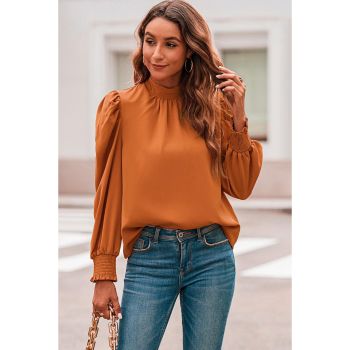 Azura Exchange Long Sleeve Mock Neck Chiffon Blouse - M