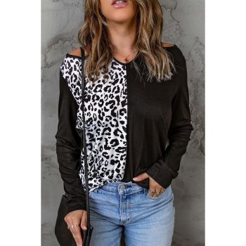 Azura Exchange Leopard Cut Out Long Sleeve Top - L