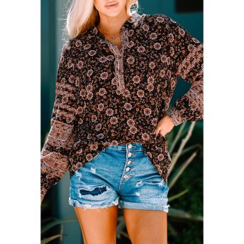 Azura Exchange Vintage Blooms Print Blouse - 2XL