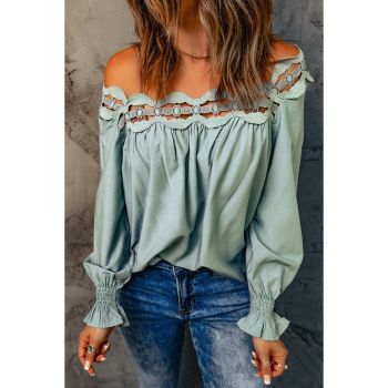 Azura Exchange Hollow-out Scalloped Neck Blouse - 2XL