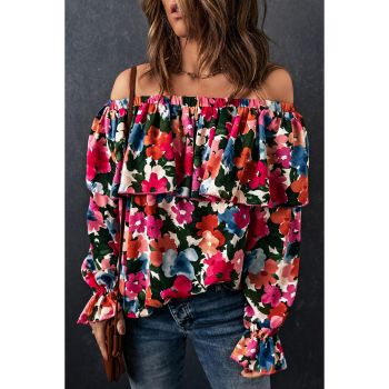 Azura Exchange Floral Print Off Shoulder Blouse - L