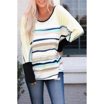 Azura Exchange Striped Color Block Long Sleeve Top - 2XL