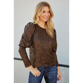 Azura Exchange Sequin Puff Sleeve Top - 2XL