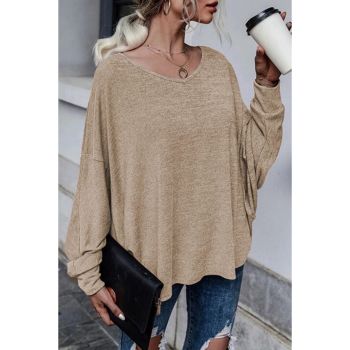 Azura Exchange Tie Plunging Back Dolman Sleeve Oversize Top - L