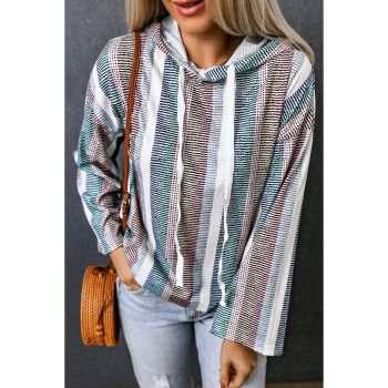 Azura Exchange Striped Textured Knit Hoodie - M