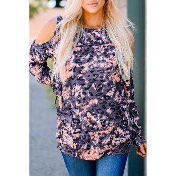 Azura Exchange Leopard Cold Shoulder Top - 2XL