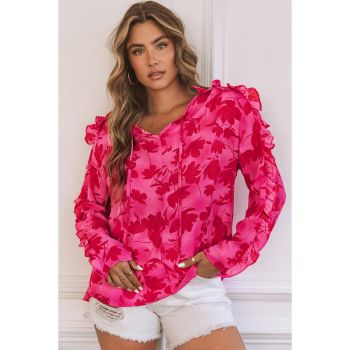 Azura Exchange Ruffled Floral Print Blouse - S