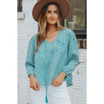 Azura Exchange Floral Print Drawstring Blouse - 2XL