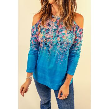 Azura Exchange Floral Print Cold Shoulder Top - S