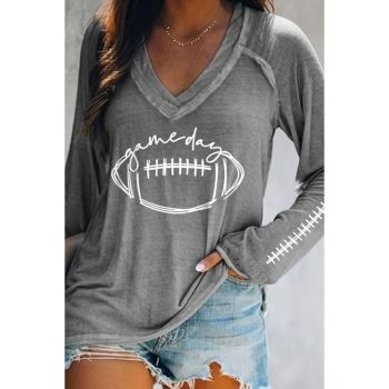 Azura Exchange Game Day Soccer Graphic Print Long Sleeve Top - M