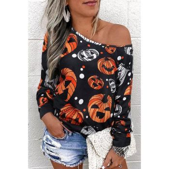 Azura Exchange Pumpkin Face Crew Neck Top - L