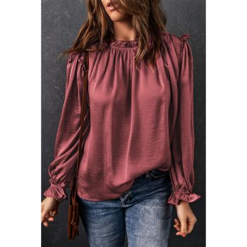 Azura Exchange Frilled Neck Ruffled Blouse - L