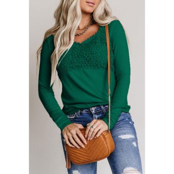 Azura Exchange Lace Crochet V Neck Top - M