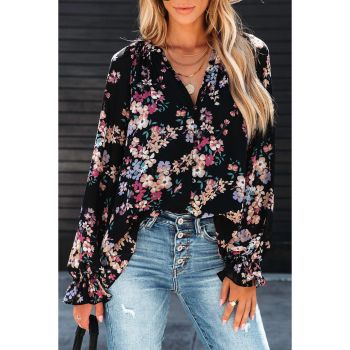 Azura Exchange Wildflower Print Chiffon Blouse - L