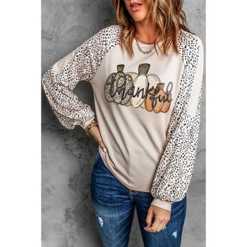 Azura Exchange Thankful Leopard Print Long Sleeve Top - 2XL