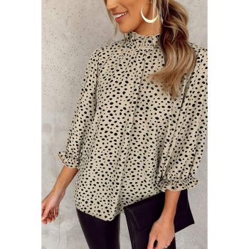 Azura Exchange Frilled Neck Cheetah Blouse - L