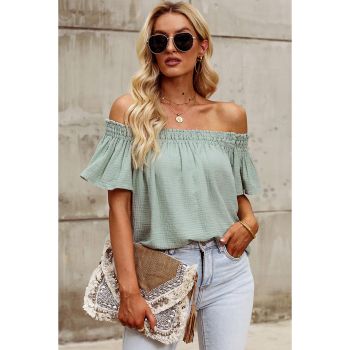 Azura Exchange Textured Ruched Ruffle Blouse - L