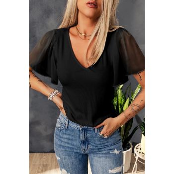 Azura Exchange Ruffle Sleeve Ribbed Top - 2XL