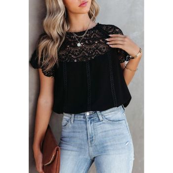 Azura Exchange Lace Crochet Patchwork Blouse - L