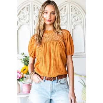 Azura Exchange Keyhole Puff Sleeve Blouse - M