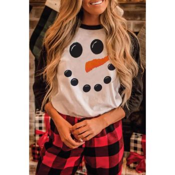 Azura Exchange Christmas Funny Face Print Color Block Top - M