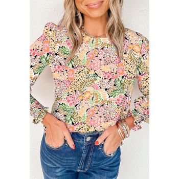 Azura Exchange Floral Print Puff Sleeve Blouse - L