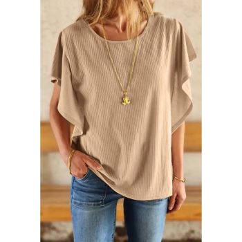 Azura Exchange Ribbed Knit Ruffled Top - XL