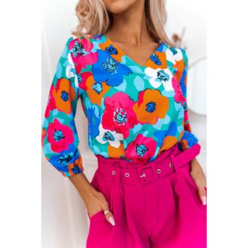 Azura Exchange Floral Print V Neck Blouse - S