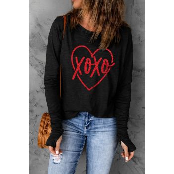 Azura Exchange Heart Shaped Print Long Sleeve Top - M