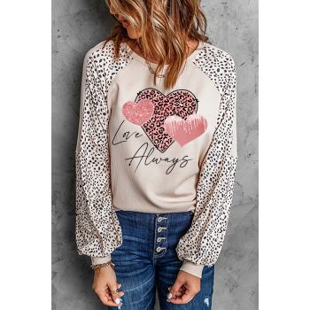 Azura Exchange Love Always Heart Leopard Color Block Top - L