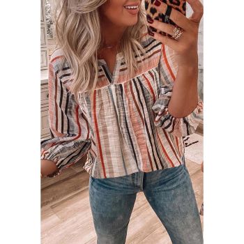 Azura Exchange Striped 3/4 Sleeve Blouse - L