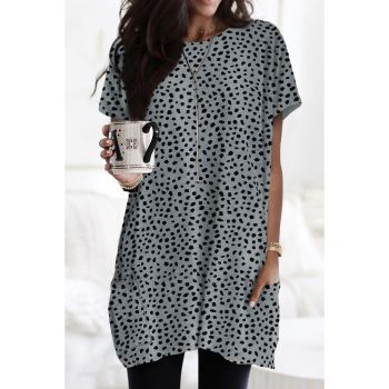 Azura Exchange Leopard Print Tunic Top with Side Pockets - L