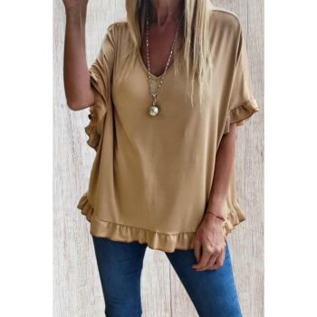 Azura Exchange Ruffle Trim Oversize Blouse - L