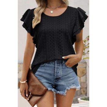 Azura Exchange Textured Ruffle Short Sleeve Blouse - M