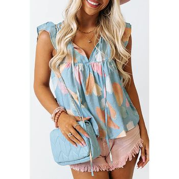 Azura Exchange Ruffled Cap Sleeve Shift Top - L