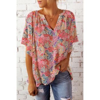 Azura Exchange Gorgeous Floral V-Neck Blouse - L