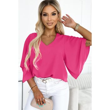 Azura Exchange Flounce Bell Sleeve V Neck Blouse - S