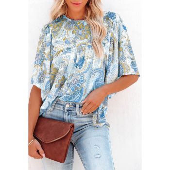 Azura Exchange Paisley Print Wide Sleeves Blouse - L