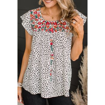 Azura Exchange Embroidered Flutter Sleeve Blouse - XL