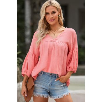 Azura Exchange V Neck Bracelet Sleeve Babydoll Blouse - 2XL