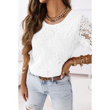 Azura Exchange Lace Short Sleeve Blouse - L