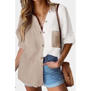 Azura Exchange Colorblock Long Sleeve Pocket Blouse - L