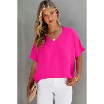 Azura Exchange V Neck Short Sleeve Blouse - L