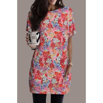 Azura Exchange Boho Flower Print Tunic Top - L