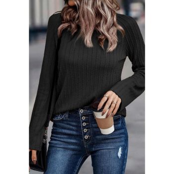 Azura Exchange Ribbed Round Neck Knit Long Sleeve Top - L