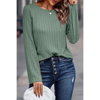 Azura Exchange Green Ribbed Round Neck Knit Top - L