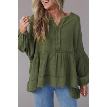 Azura Exchange Loose Sleeve Raw Edge Top - XL